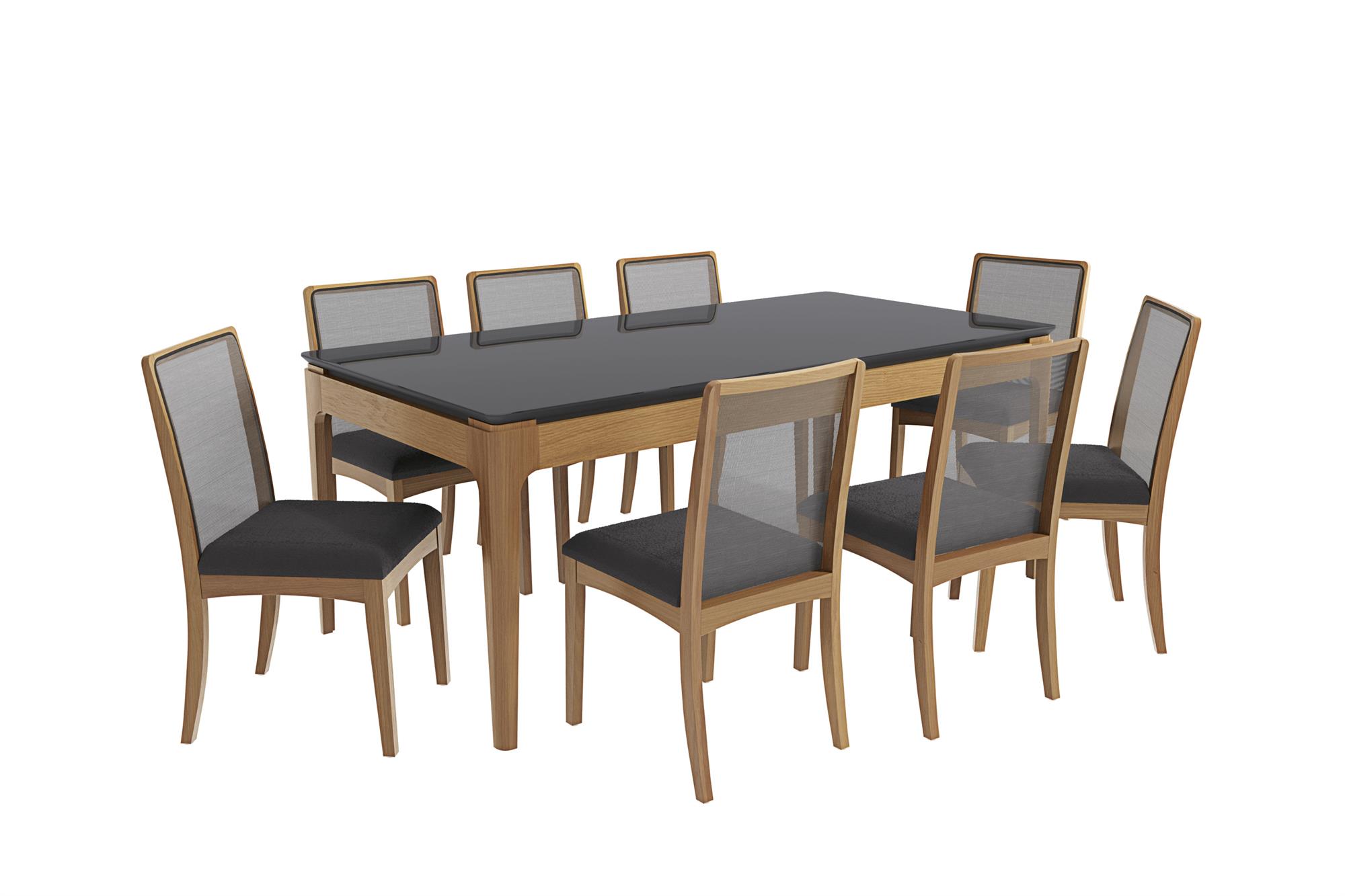 Conj Mesa Mira c/ tampo e 8 Cadeiras Lara