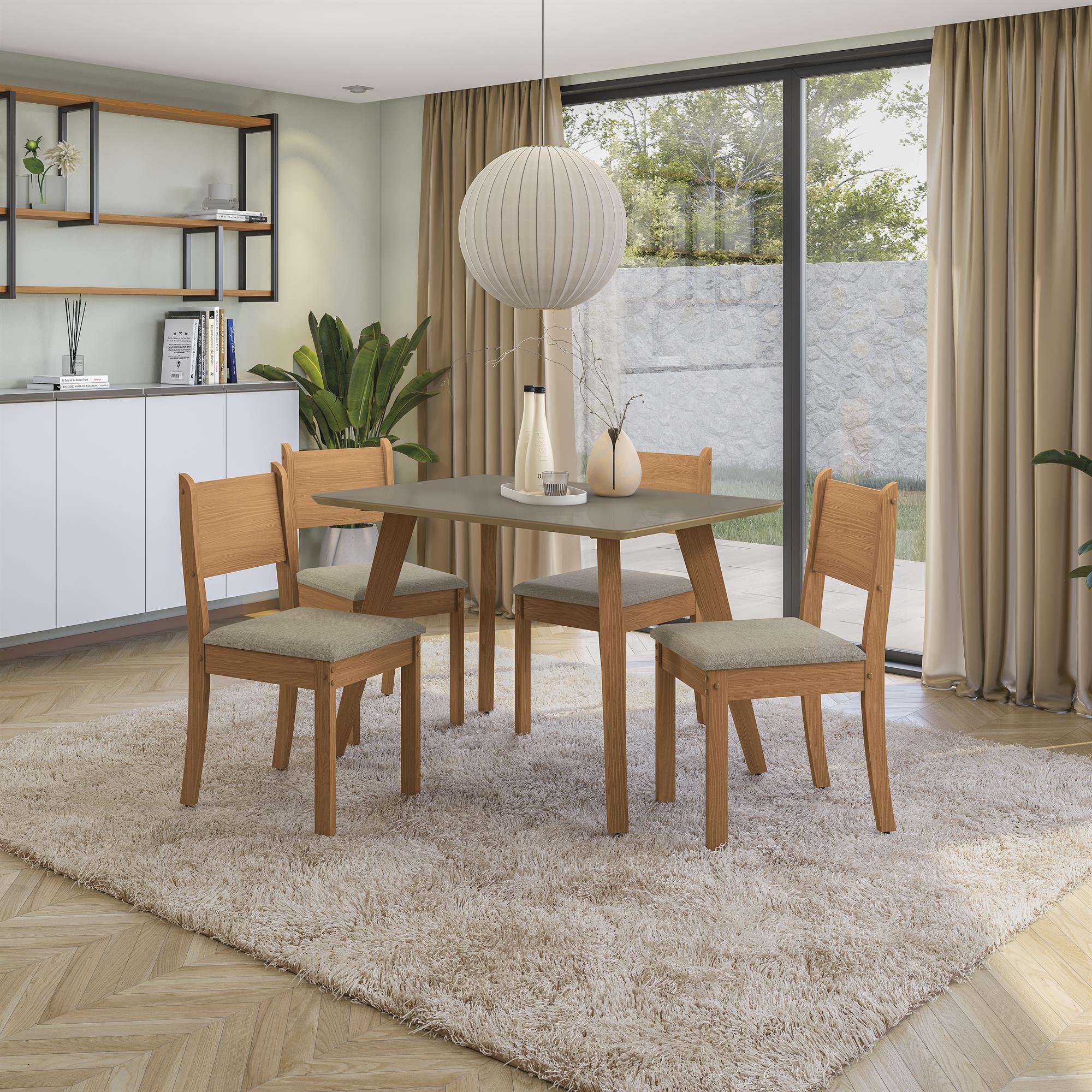 Conj. Mesa Anira c/ tampo e 4 Cadeiras Gardeni
