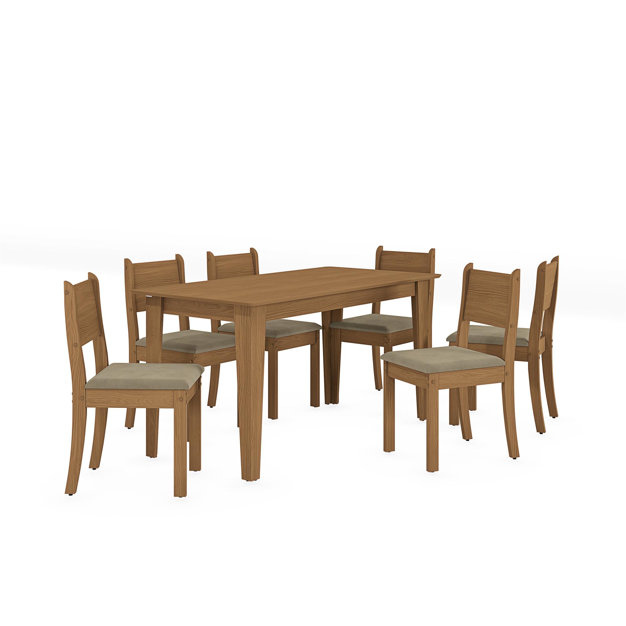 Conj Mesa Melina com 6 Cadeiras Cora