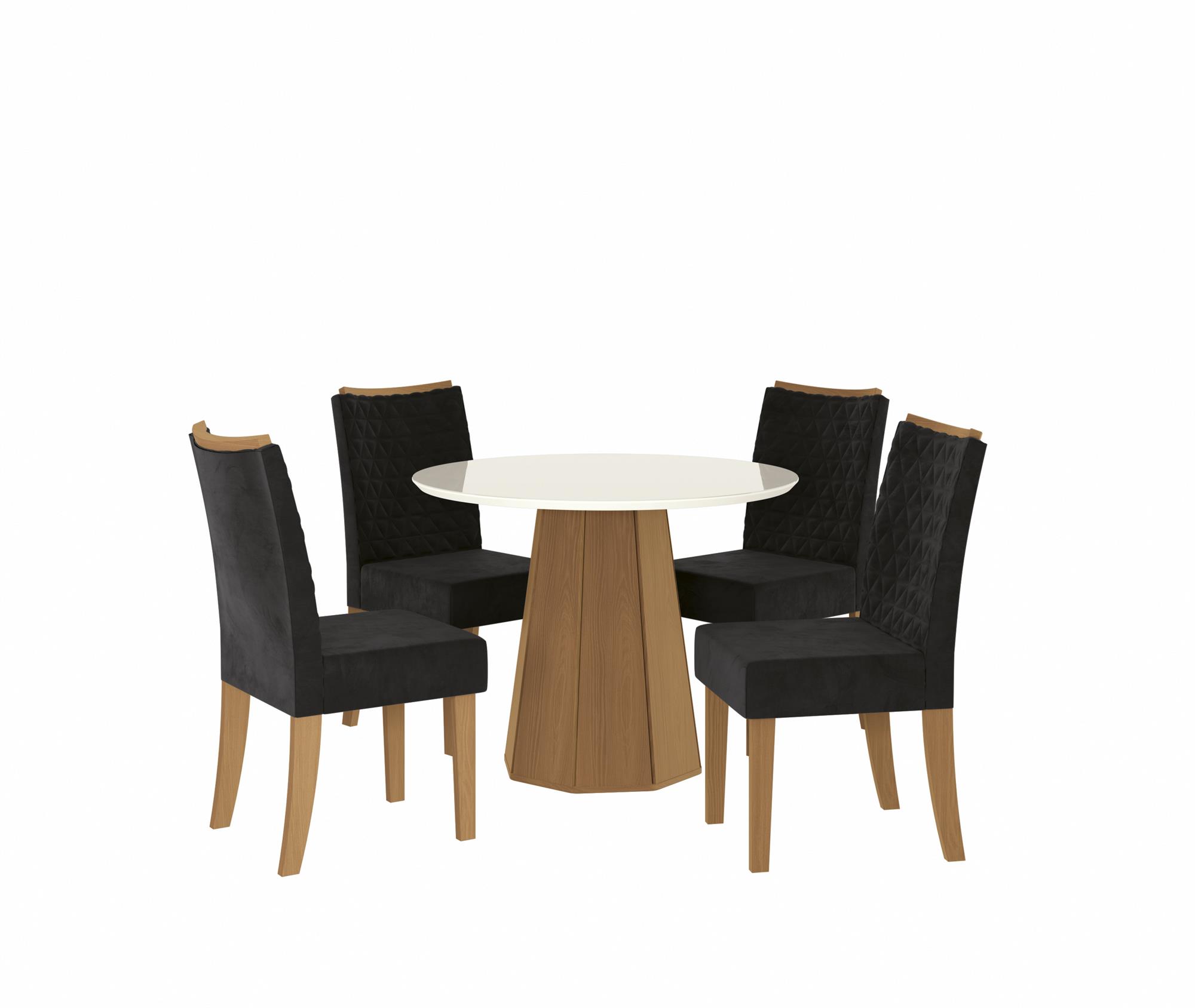 Conj Mesa Jade c/ tampo e 4 Cadeiras Rosa