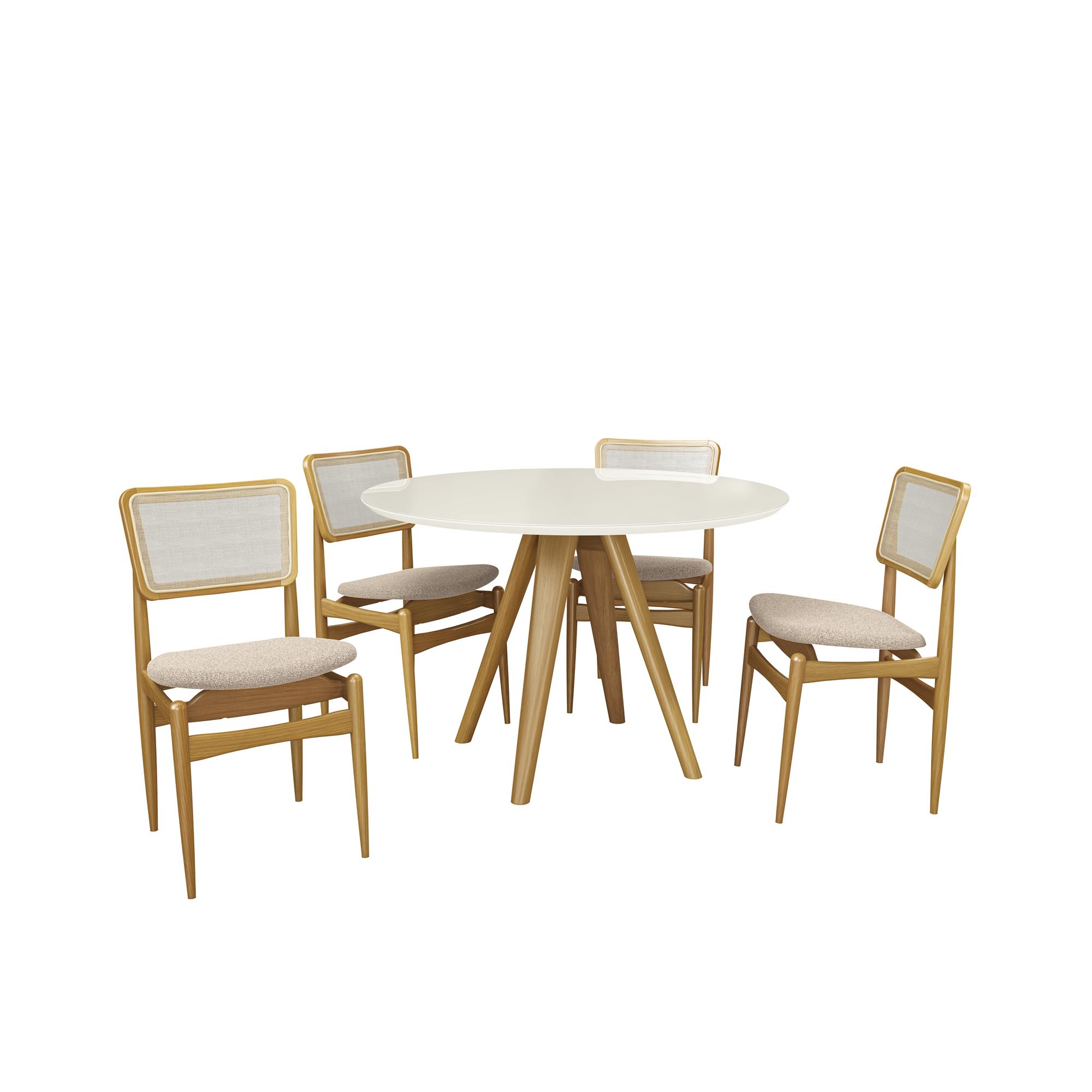 Conj Mesa Duna c/ tampo e 4 Cadeiras Stela