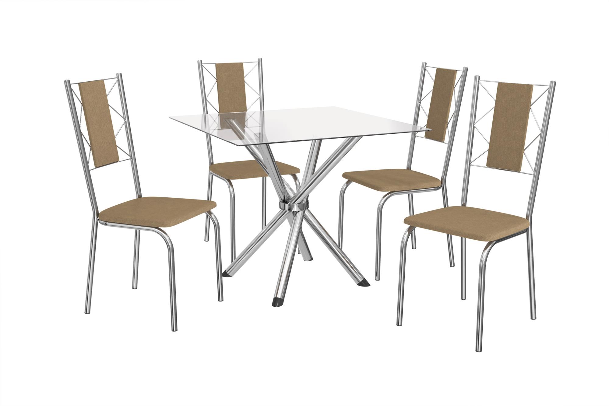 Conj. Mesa Volga c/ tampo e 4 Cadeiras Lisboa