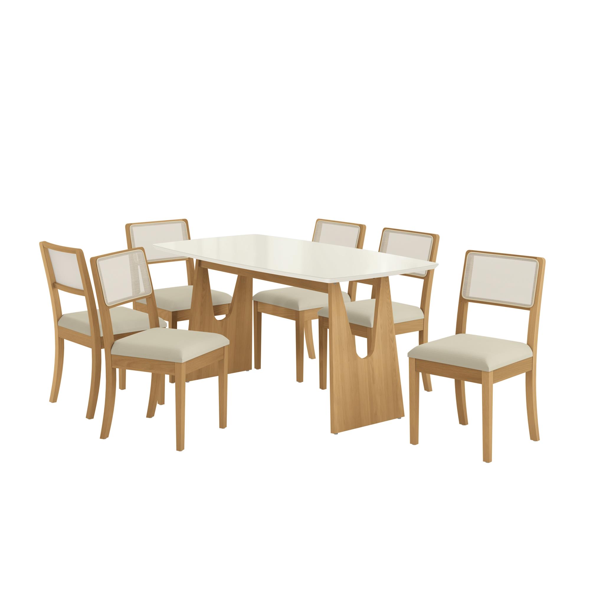 Conj Mesa Mila c/ tampo e 8 Cadeiras Lola