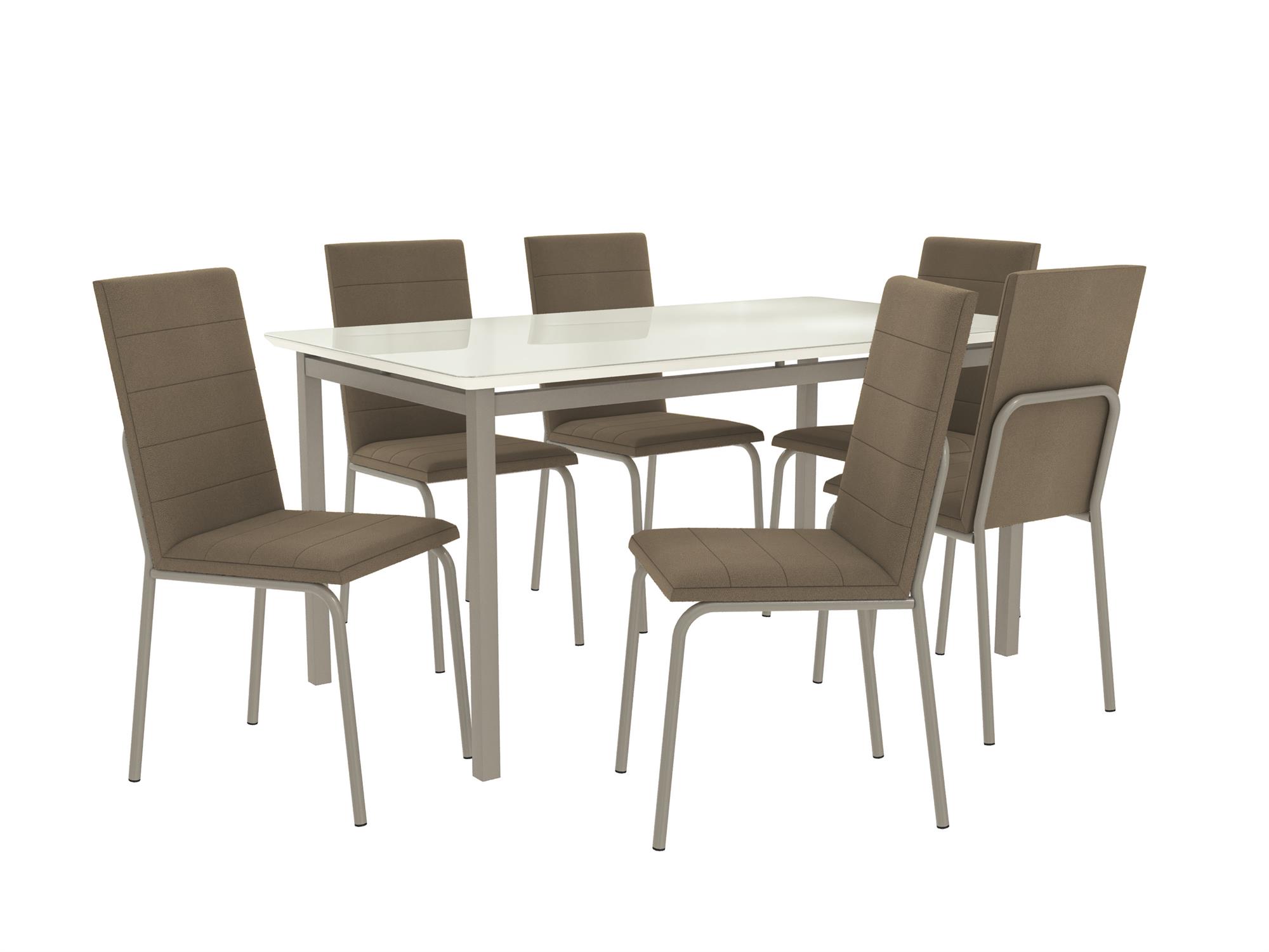 Conj. Mesa Reno c/ tampo e 6 Cadeiras Amsterdã