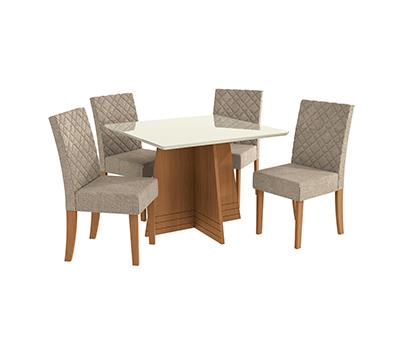 Conj Mesa Lótus c/ vidro e 6 Cadeiras Verbena 