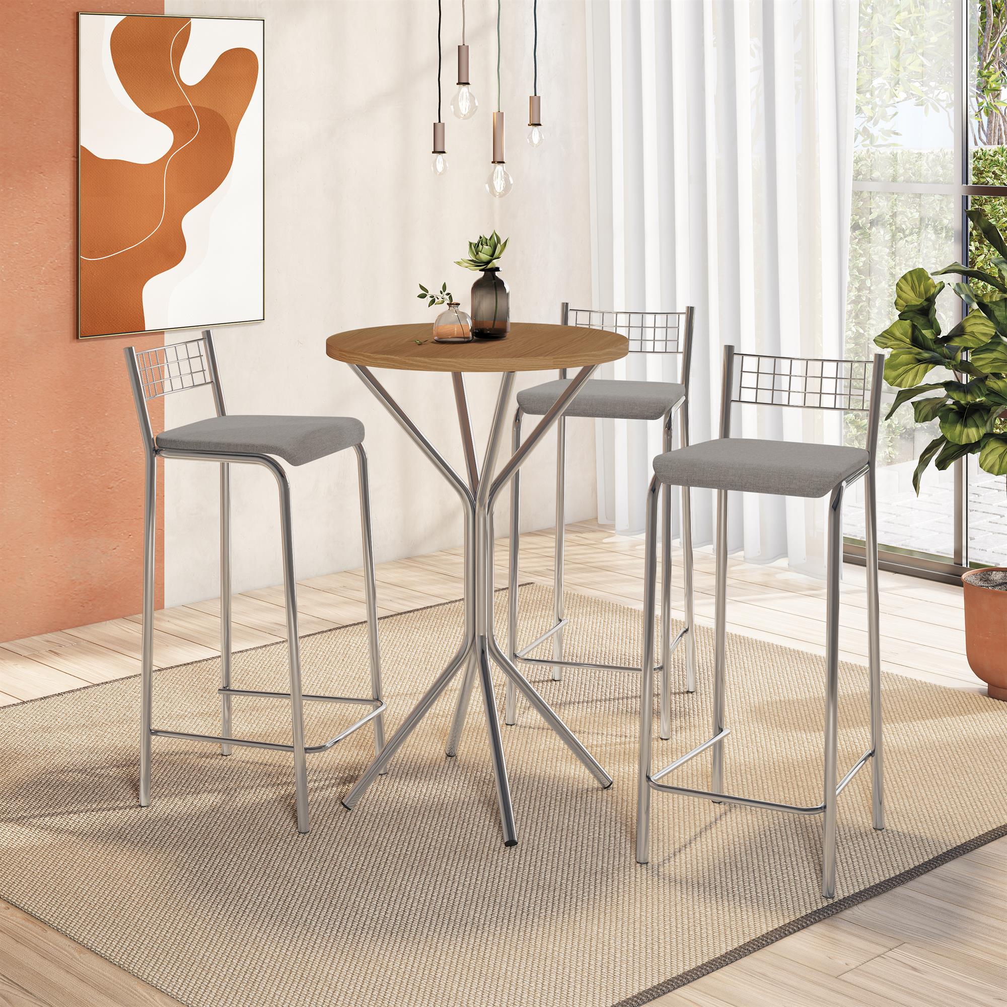 Conj. Mesa Bistrô Oxford c/ tampo e 3 Banquetas Genova