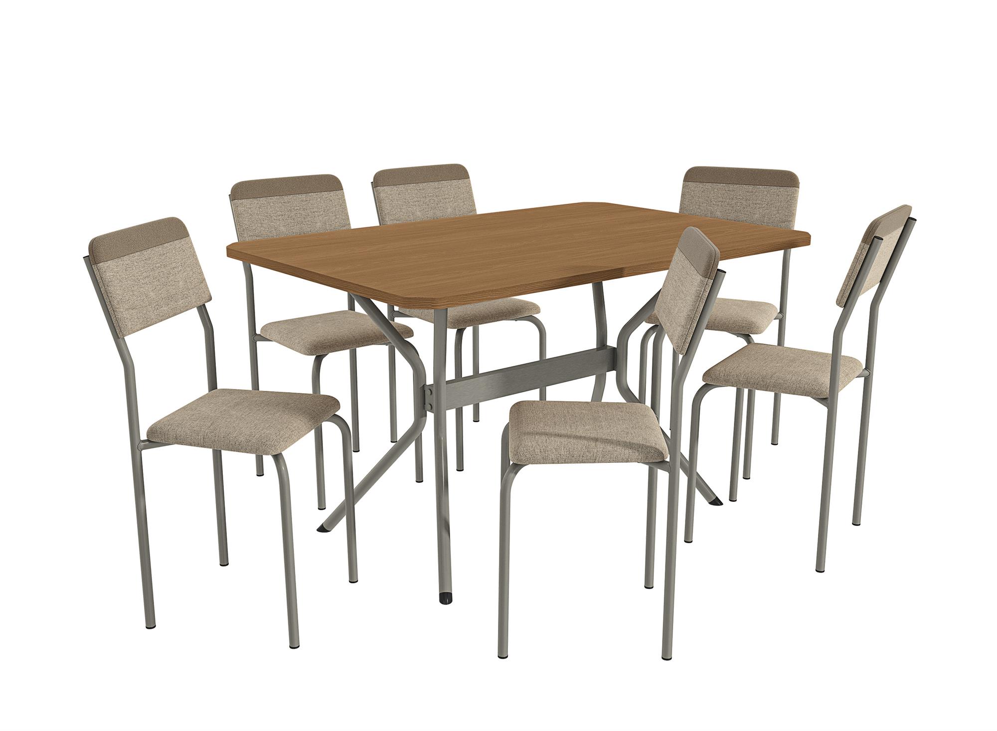 Conj. Mesa Loire c/ tampo e 6 Cadeiras Ibiza