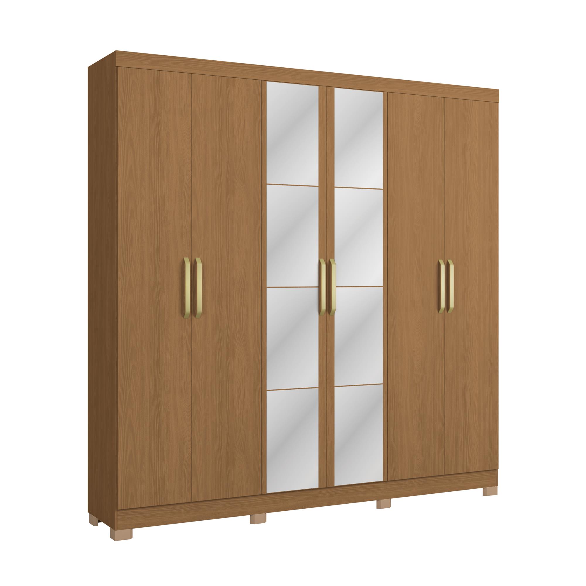 Roupeiro 6 portas | 2 gav. | com pés e espelho