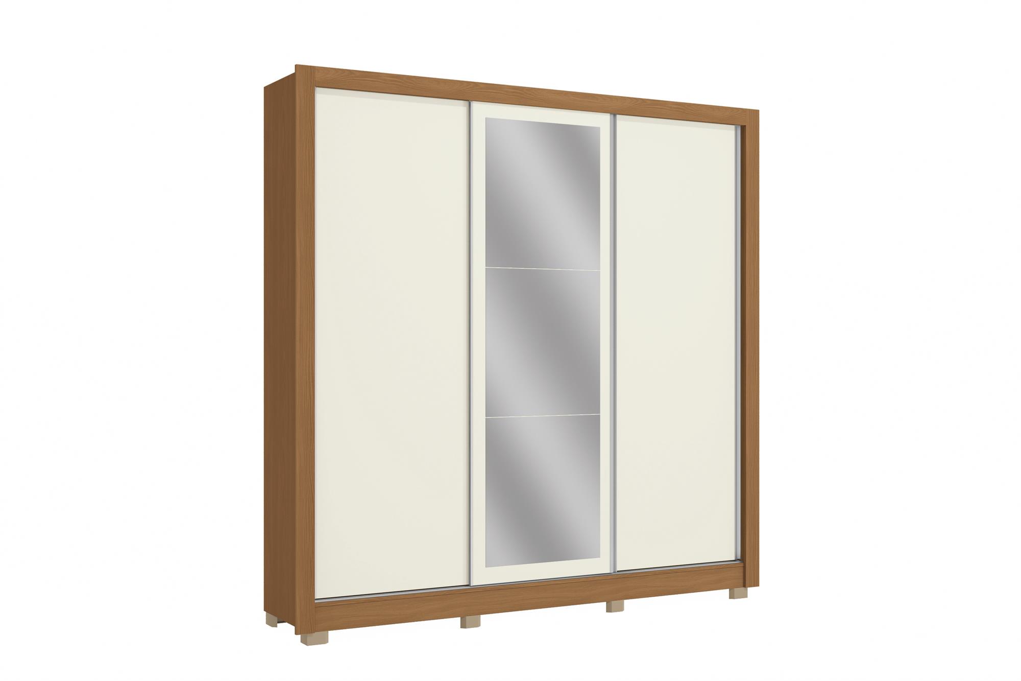 Roupeiro 3 portas de correr | 2 gavetas | com pés | espelho | portas reversíveis