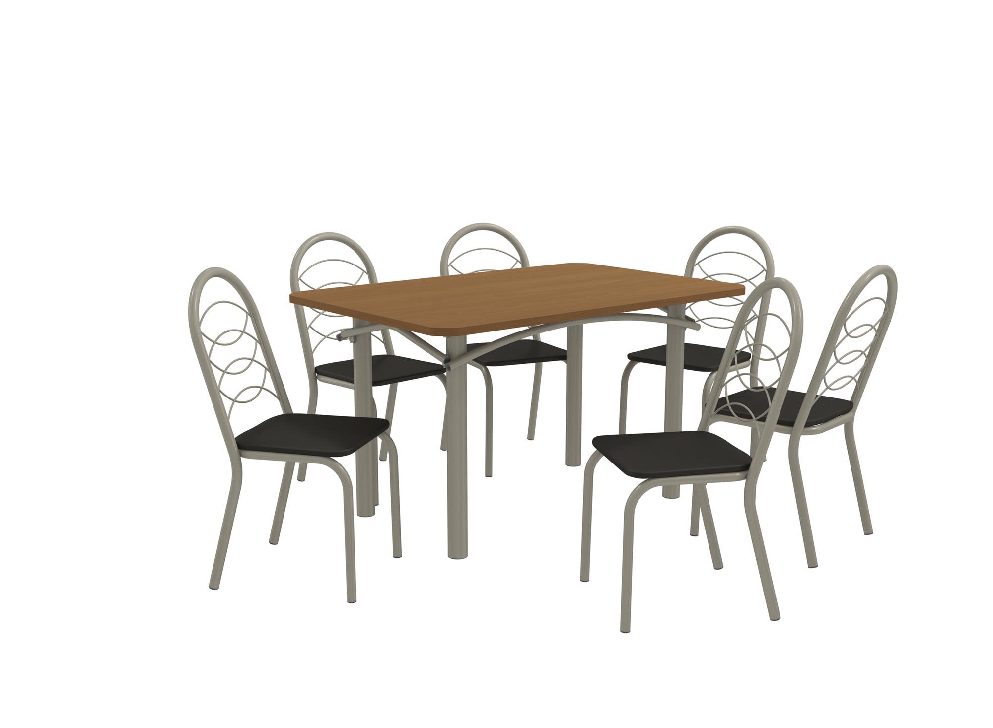 Conj. Mesa Elba c/ tampo e 6 Cadeiras Holanda