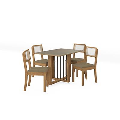 Conj Mesa Antonela c/ tampo e 4 Cadeiras Gardeni