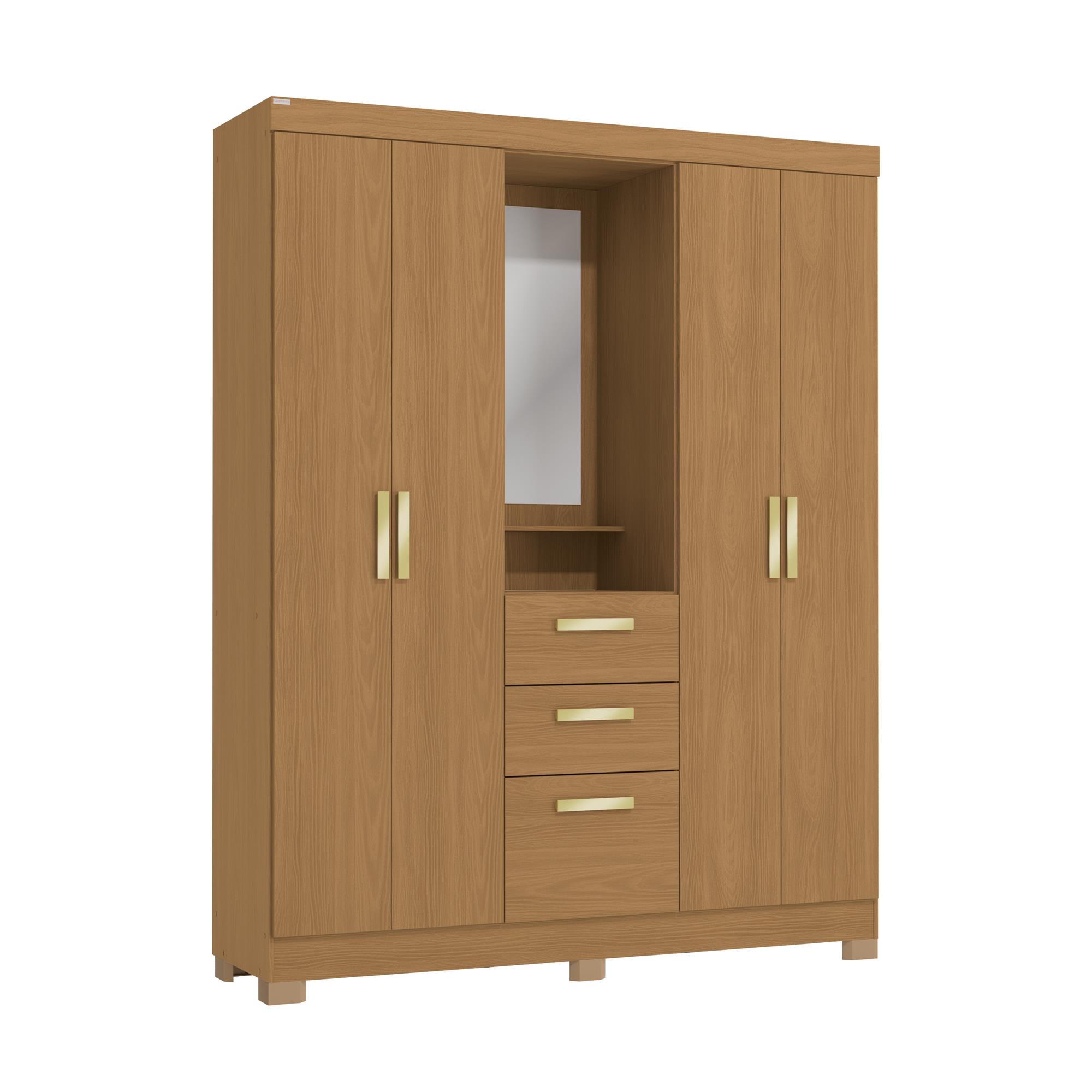 Roupeiro Capelinha 5 portas | 2 gavetas | com espelho e pés