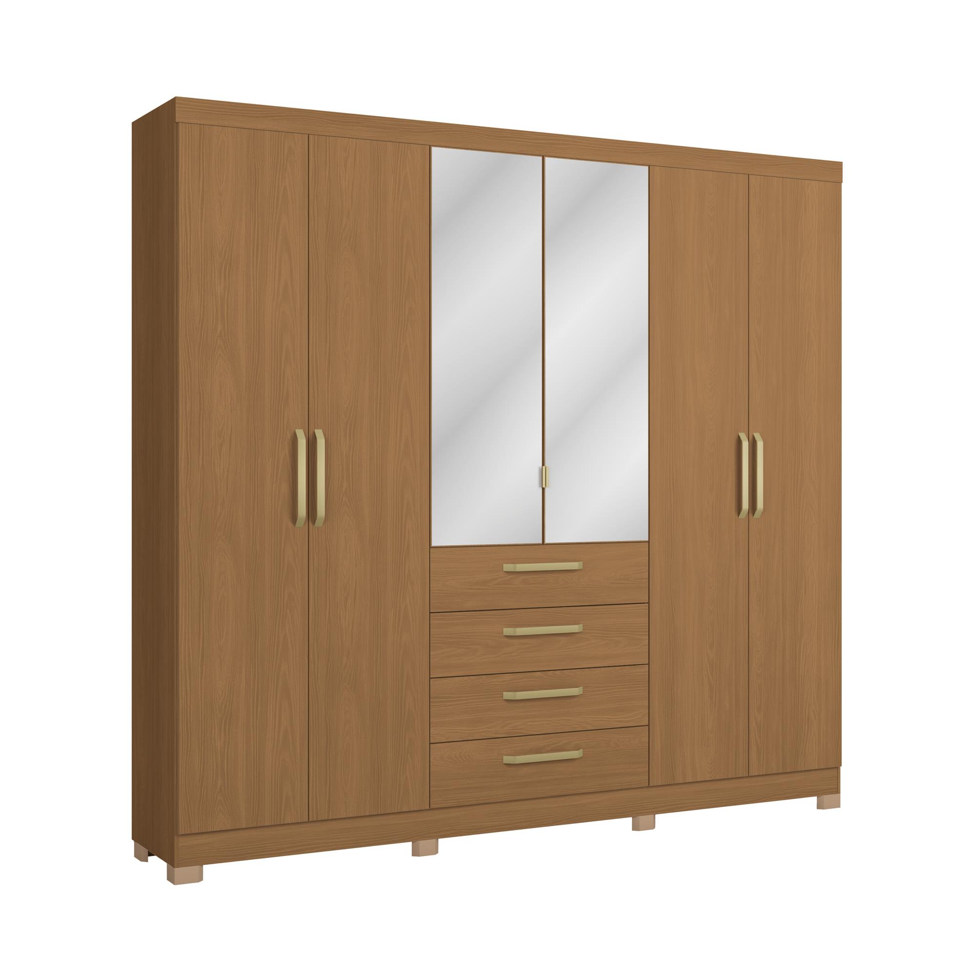 Roupeiro 6 portas | 4 gav. | com pés e espelho