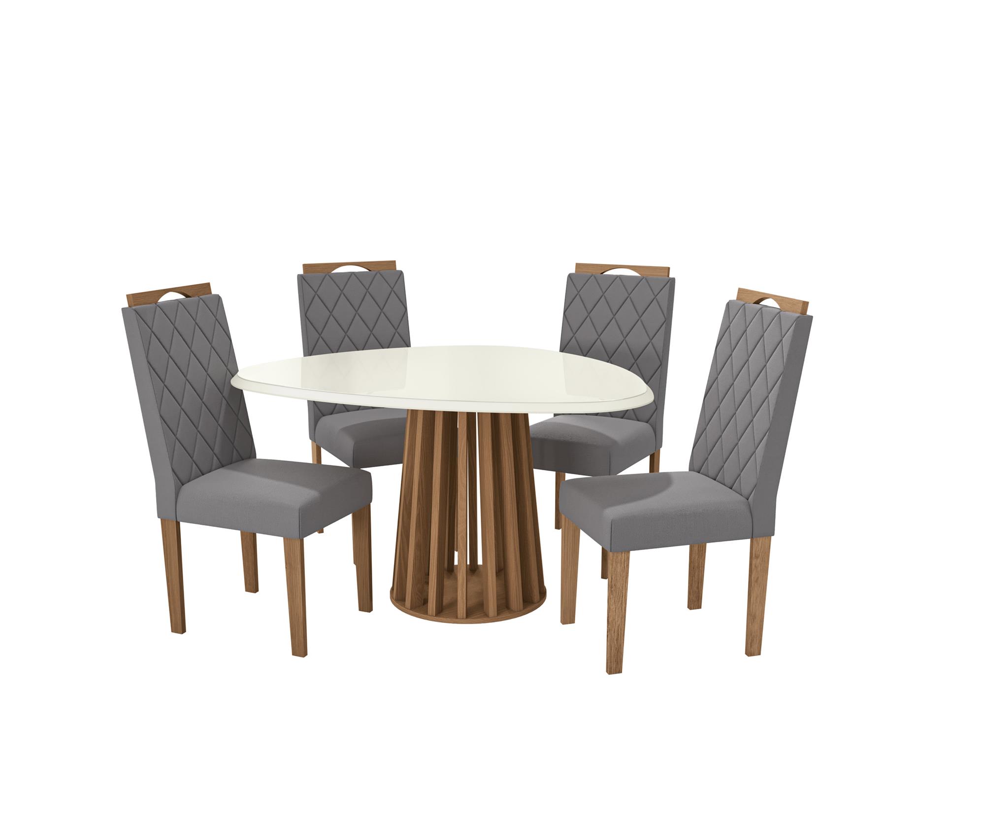 Conj Mesa Lavanda c/ tampo e 4 Cadeiras Camélia