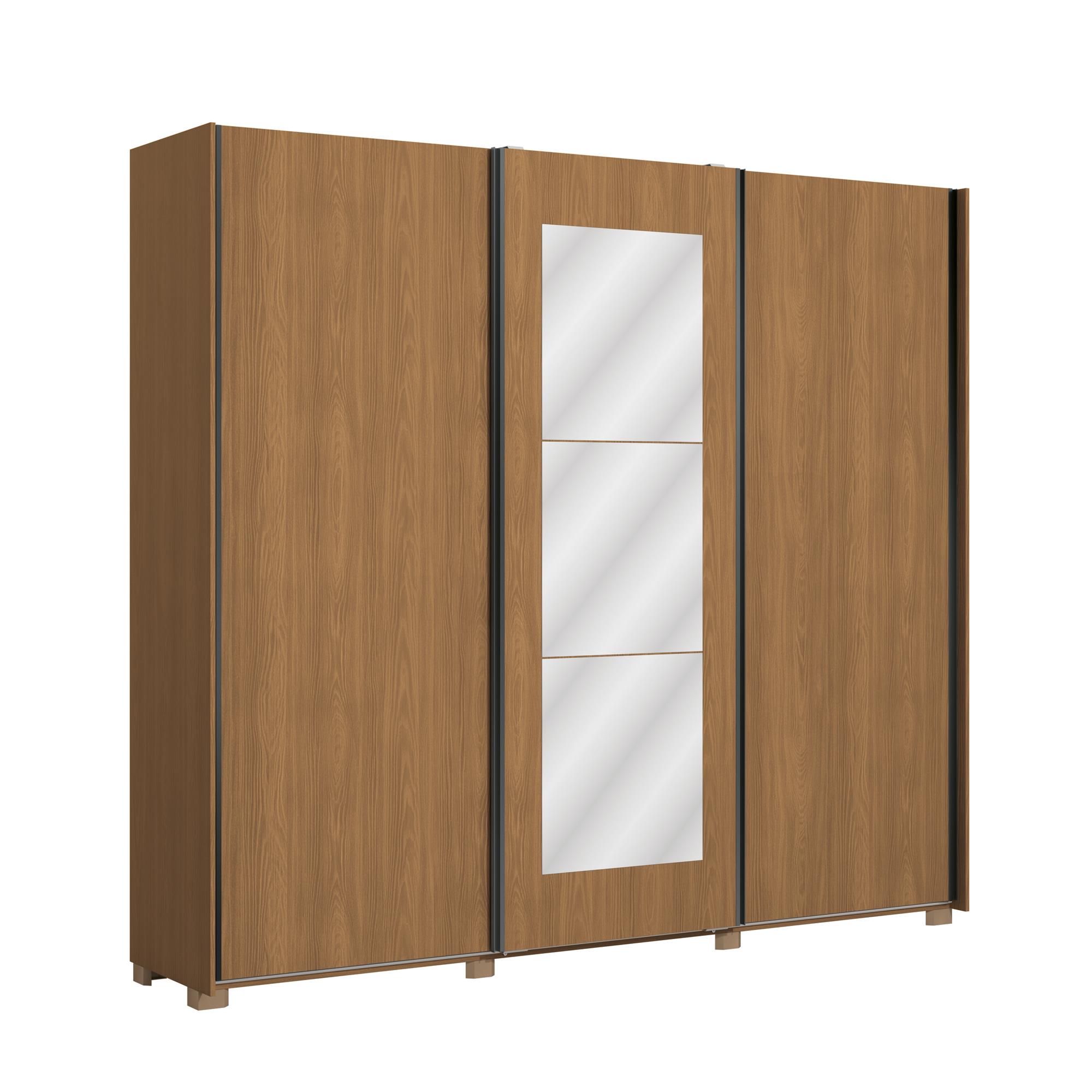 Roupeiro 3 portas correr | 4 gav c/ espelho e pés