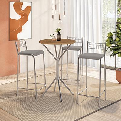 Conj. Mesa Bistrô Oxford c/ tampo e 3 Banquetas Genova