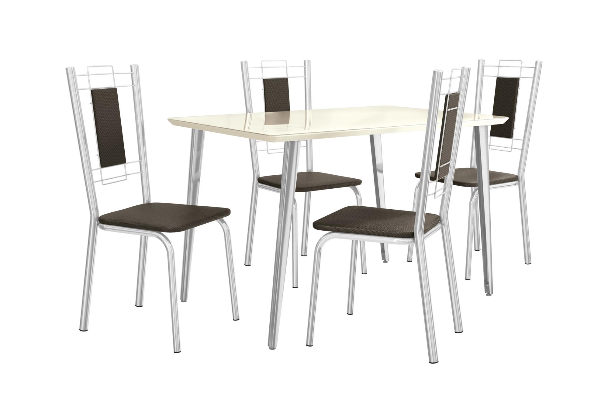 Conj. Mesa Iguaçu c/ tampo e 4 Cadeiras Florença