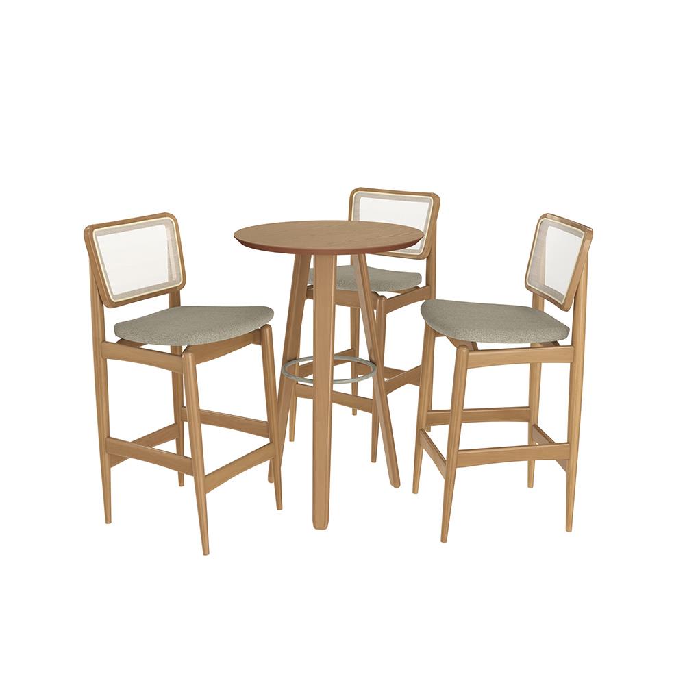 Conj Mesa Áurea c/ tampo e 3 Banquetas Liz