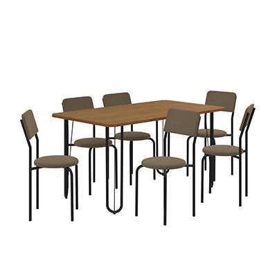 Conj. Mesa Constanza c/ tampo e 6 Cadeiras Mali